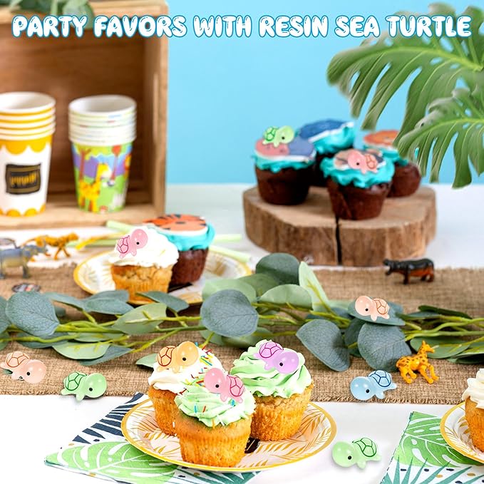 102PCS Luminous Mini Resin Turtles Sea Turtles Figurines Glow in The Dark, Cute Tiny Turtles Bulk for Cake Toppers Ocean Animal Theme Decor Garden Micro Landscape DIY Hidden Game (6 Colors)-BloomoryGarden