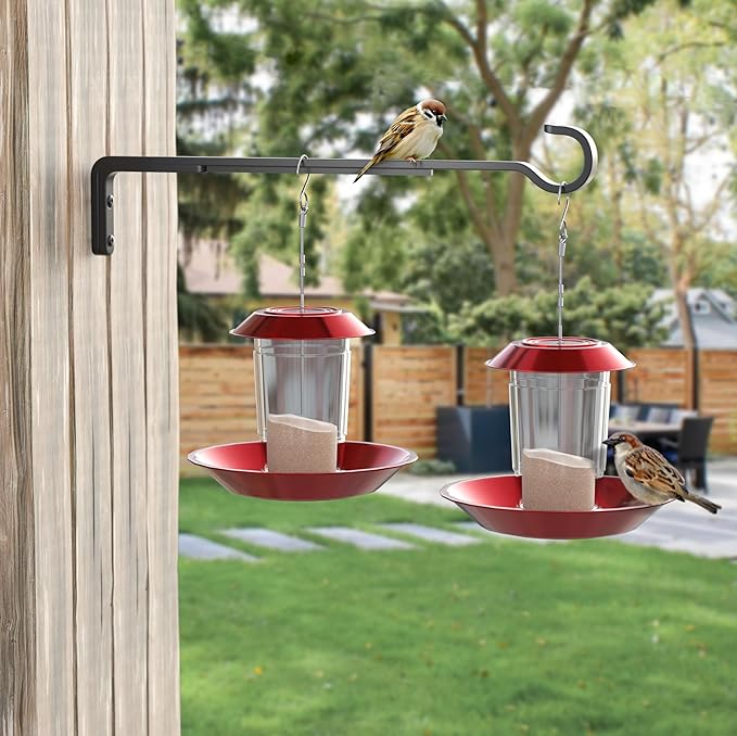 15 Inch 2 Black Pack Heavy Duty Outdoor Plant Hangers for Hanging Baskets, Iron Hanging Plant Brackets for Hanging Plants Outside, Metal Plant Hooks Plant Wall Hooks for Hanging Lantern, Bird Feeder-BloomoryGarden