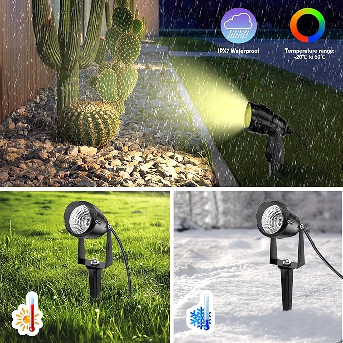 1500LM LED High Brightness Outdoor Landscape Lighting 15W RGBCW Color Changing Landscape Lights Remote Control Spot-Lights with Plug in IP66 Waterproof Flood Light for Garden - 4 Pack-BloomoryGarden