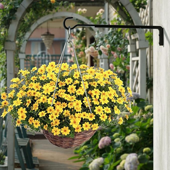 15 Inch 2 Black Pack Heavy Duty Outdoor Plant Hangers for Hanging Baskets, Iron Hanging Plant Brackets for Hanging Plants Outside, Metal Plant Hooks Plant Wall Hooks for Hanging Lantern, Bird Feeder-BloomoryGarden