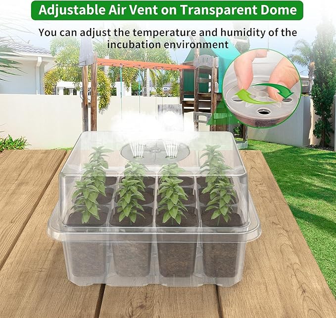 120 Cells Reusable Seed Starter Tray, 10 Pack Seedling Starter Kit for Greenhouse Propagator Station Planting Growing (Clear)-BloomoryGarden