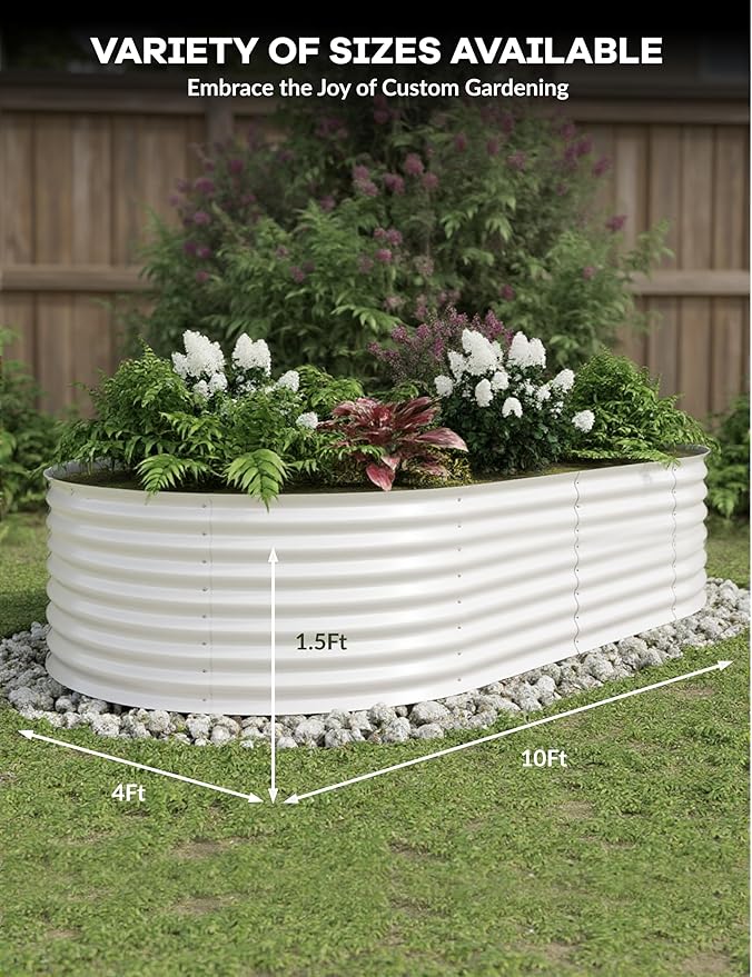 10x4x1.5ft Raised Garden Bed,Galvanized Raised Planter Boxes Outdoor with Easy Assembly, Large Garden Bed for Vegetables, Fruits, Flower,Raised Garden Bed,Beige-BloomoryGarden