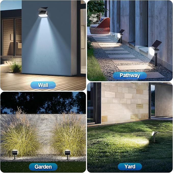 108 LED Solar Spot Lights Outdoor, Solar Lights Outdoor IP65 Waterproof, 3 Modes Solar Landscape Spotlights, Large Solar Panel Solar Powered Lights for Garden Yard Pathway(Cool White/4 Pack)-BloomoryGarden
