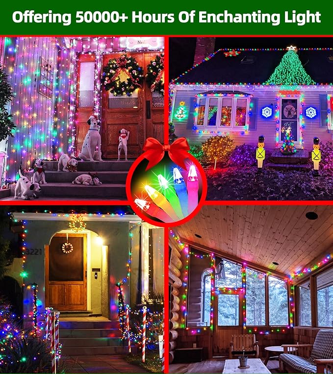 1500 LED Chrstmas String Lights, 492FT Super Long Christmas Lights with 8 Modes, Christmas Tree Lights with Timer Memory for Indoor Outdoor Tree Fence Garden Xmas Wedding Party Decor Multicolor-BloomoryGarden
