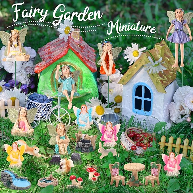 120 Pieces Garden Kit Accessories Garden Animals Miniatures Fairies Miniature Figurines Micro Landscape Ornaments DIY Kit for Outdoor Yard Lawn-BloomoryGarden