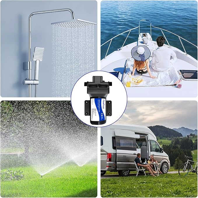 12V DC Water Pressure Booster Pump for RV,70PSI 5GPM Washdown Fresh Self Priming Diaphragm Pump for Boats with Filter,4-Chamner Transfer On Demand Pump for Marine Yacht Caravan Garden Hose-BloomoryGarden