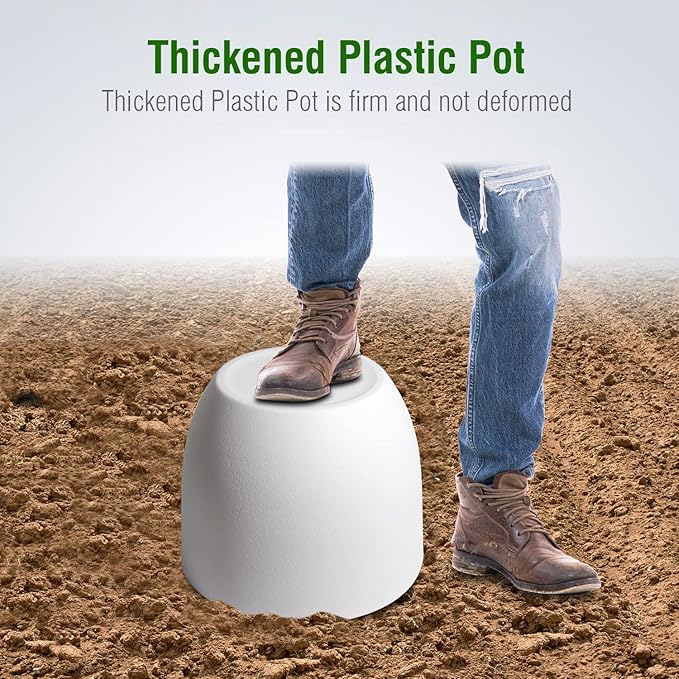 12/10/9 Large Modern Plant Pots, Plastic Planters with Drainage Holes and Saucers for Indoor Outdoor Plants Flowers, White-BloomoryGarden
