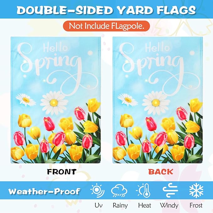 12 Pcs Solar Seasonal LED Garden Flags 12 x 18 Inch Double Sided Yard Flags Halloween Christmas Fall Thanksgiving Day Decorations Welcome Garden Holiday Yard Outside Lawn Decoration-BloomoryGarden