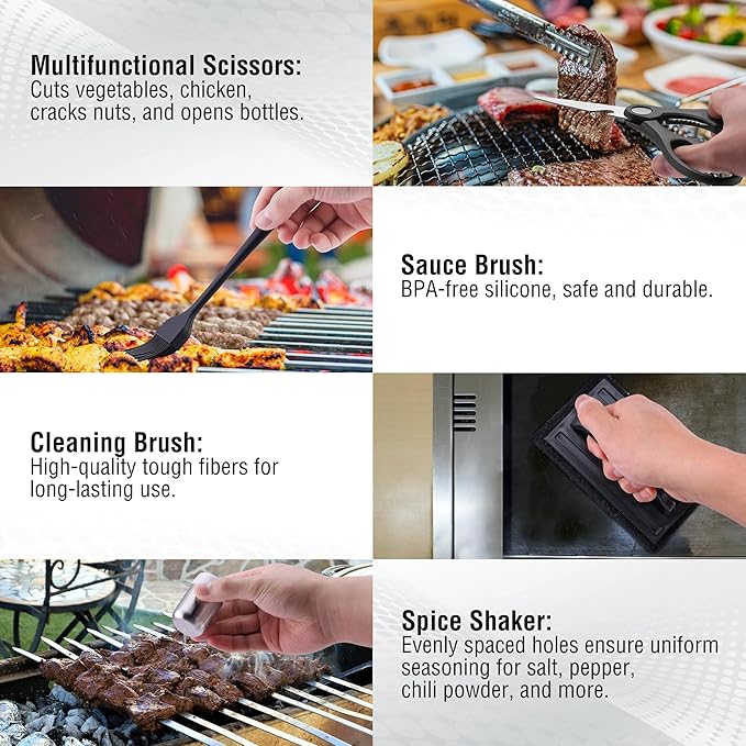 128 PCS Griddle Accessories Kit - Premium Flat Top Grill Accessories Set for Blackstone & Camp Chef, Stainless Steel BBQ Tool Utensils Gift Grilling Set for Lover Outdoor Men Women dad-BloomoryGarden