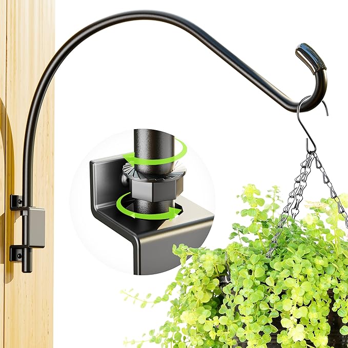 16 Inch Swivel Plant Hanger: Heavy Duty Hook for Bird Feeder, Plant, Flower Basket, Lantern, Wind Chime & More - Versatile Hanging Brackets Outdoor/Indoor Use Up to 22LB-BloomoryGarden