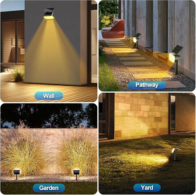 108 LED Solar Spot Lights Outdoor, IP65 Waterproof, 3 Modes Landscape Spotlights, Large Solar Panel Powered Lights for Garden Yard Pathway (Warm White/2 Pack)-BloomoryGarden