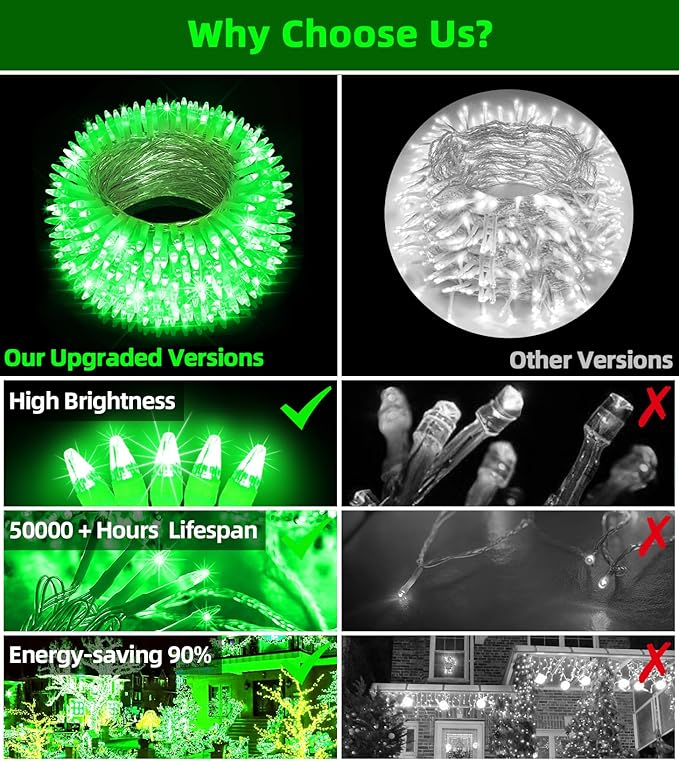 1500 LED Chrstmas String Lights, 492FT Super Long Christmas Lights with 8 Modes, Christmas Tree Lights with Timer Memory for Indoor Outdoor Tree Fence Garden Xmas Wedding Party Decor Green-BloomoryGarden