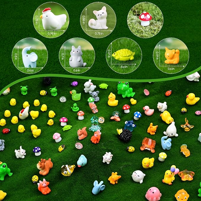 150 Pieces Mini Resin Animals Mini Resin Figures Tiny Resin Animals Model Set for DIY Miniature Garden Decor, Dollhouse Ornament,Succulents Plants Ornaments, Animals Party Favors-BloomoryGarden