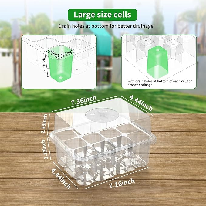 120 Cells Reusable Seed Starter Tray, 10 Pack Seedling Starter Kit for Greenhouse Propagator Station Planting Growing (Clear)-BloomoryGarden