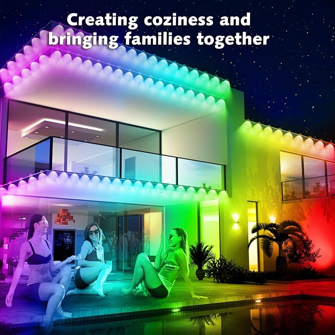 100FT Permanent Outdoor RGB Lights,Waterproof Smart LED Eaves Lights with App/Remote Control,for Christmas and All Holiday Decor,Daily and Accent Lighting,House Roof and Garden Lighting-BloomoryGarden