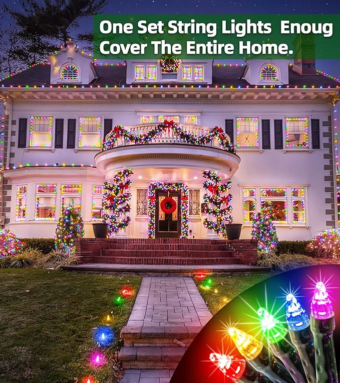 1500 LED 492FT Christmas Lights Outdoors, Green Wire LED String Lights with Timer Memory, Christmas Tree Lights for Indoor Outdoor Christmas Decorations Party Xmas Wedding Garden Patio (Multicolor)-BloomoryGarden