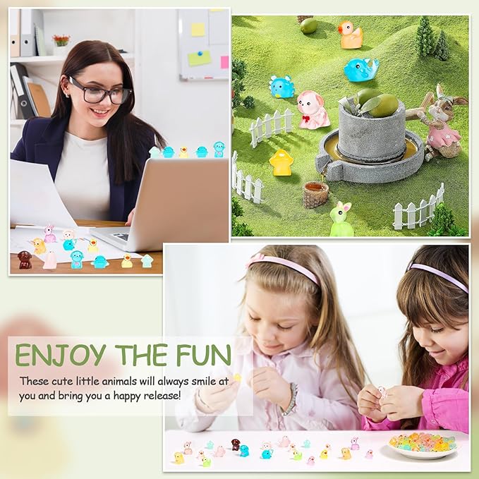 126PCS Mini Resin Ducks Animals Luminous Tiny Duck Animals Bulk Figures to Hide Glow in The Dark for Miniature Fairy Garden Accessories Micro Landscape Aquarium Potted Ornament Outdoor Decor-BloomoryGarden