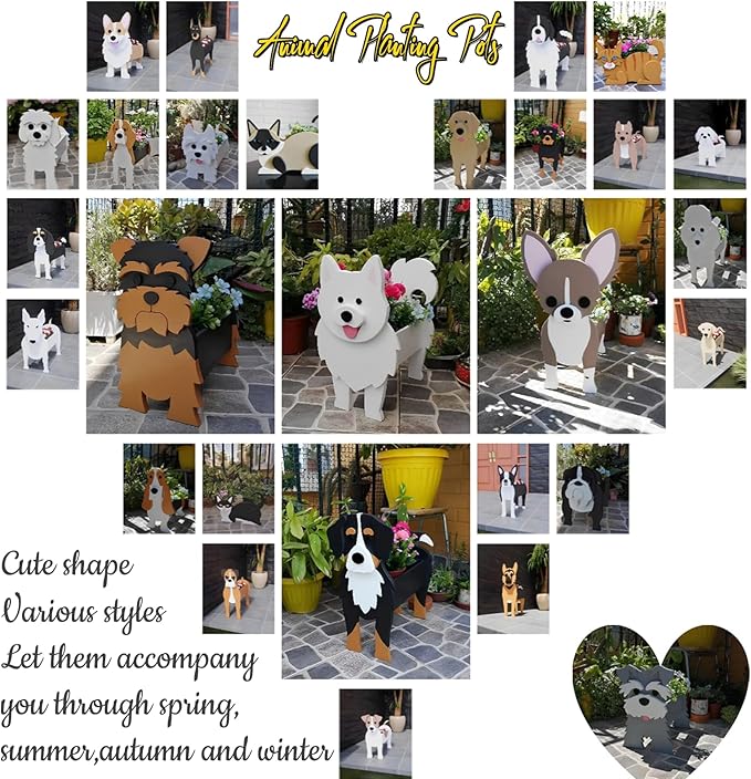 Maltese Dog Planter Plant Pots,Cute Garden Dog Flower Planter,Dog Planters Birthday Gifts for Women,Office,Indoor/Outdoor Decor(9.45 * 7.36 * 13.39in)-BloomoryGarden