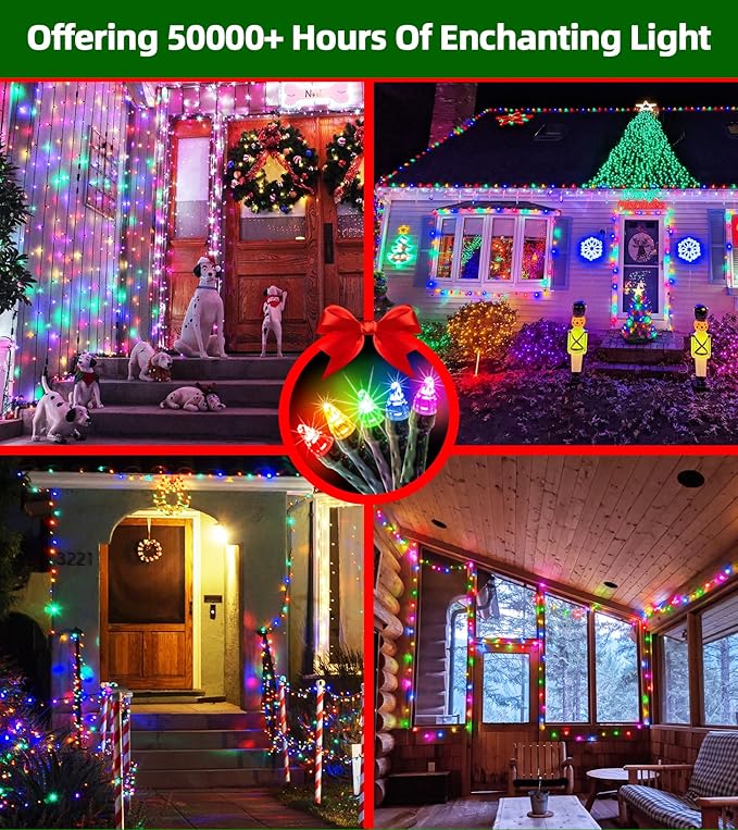 1500 LED 492FT Christmas Lights Outdoors, Green Wire LED String Lights with Timer Memory, Christmas Tree Lights for Indoor Outdoor Christmas Decorations Party Xmas Wedding Garden Patio (Multicolor)-BloomoryGarden
