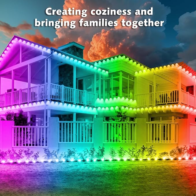 150FT Permanent Outdoor RGB Lights,Waterproof Smart LED Eaves Lights with App/Remote Control,for Christmas and All Holiday Decor,Daily and Accent Lighting,House Roof and Garden Lighting-BloomoryGarden