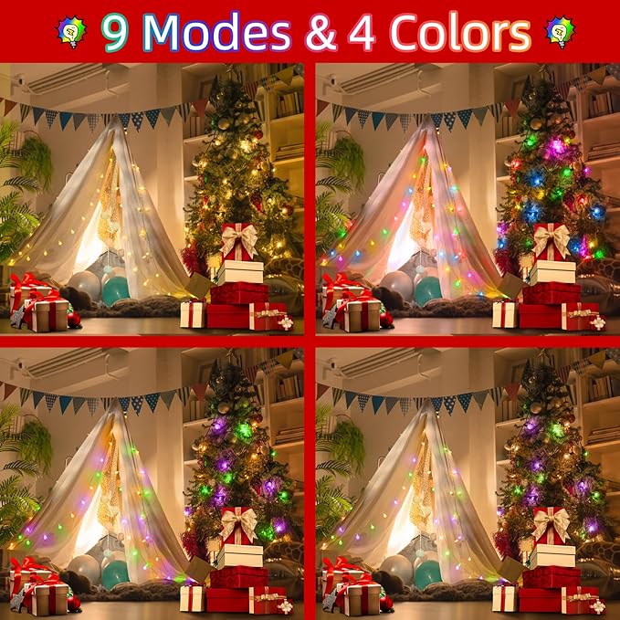 120 LED String Lights 40ft, 9 Lighting Modes Plug in Fairy String Lights for Bedroom Classroom Patio Garden Wedding Party Christmas Outdoor Indoor Decorations (Warm White to Multicolor)-BloomoryGarden