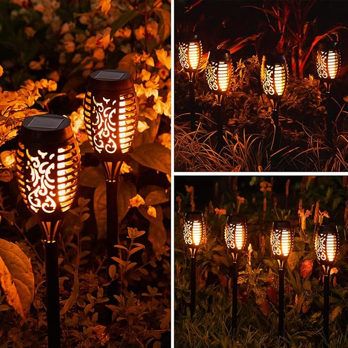 10Pack Solar Lights Outdoor, Solar Torch Lights Outdoor Flickering Flame for Outdoor Decorations, Waterproof Garden Light Solar Powered , Tiki Torches for Outside Yard Patio Lawn Garden Decor-BloomoryGarden