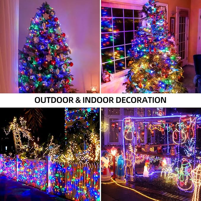 1000 LED 328ft 8 Modes with Timer Christmas String Lights IP55 Outdoor Waterproof UL Certificated Indoor Fairy Lights Garden Patio Wedding Christma Trees Parties Decoration Multicolor-BloomoryGarden