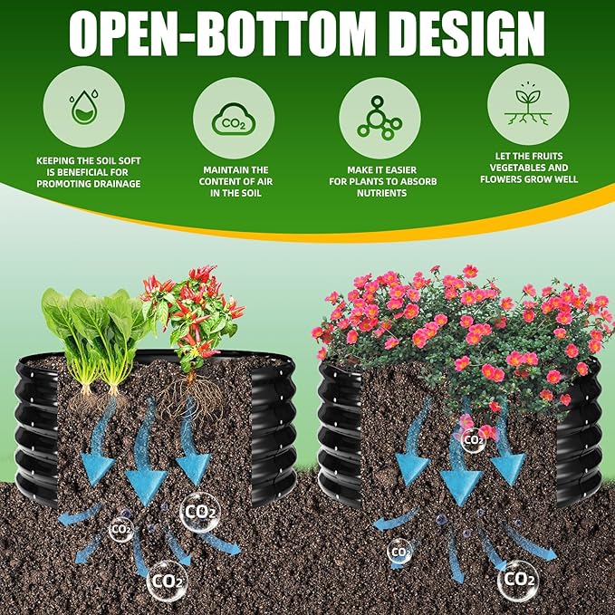 17" Tall Elevated Round Metal Rised Garden Bed- 2.7'x2.7' in Size and 0.8MM Thick Durable Planter Box for Vegetables Flowers Succulent at Patio/Garden Outdoor (Black, 2.7FT Diameter)-BloomoryGarden