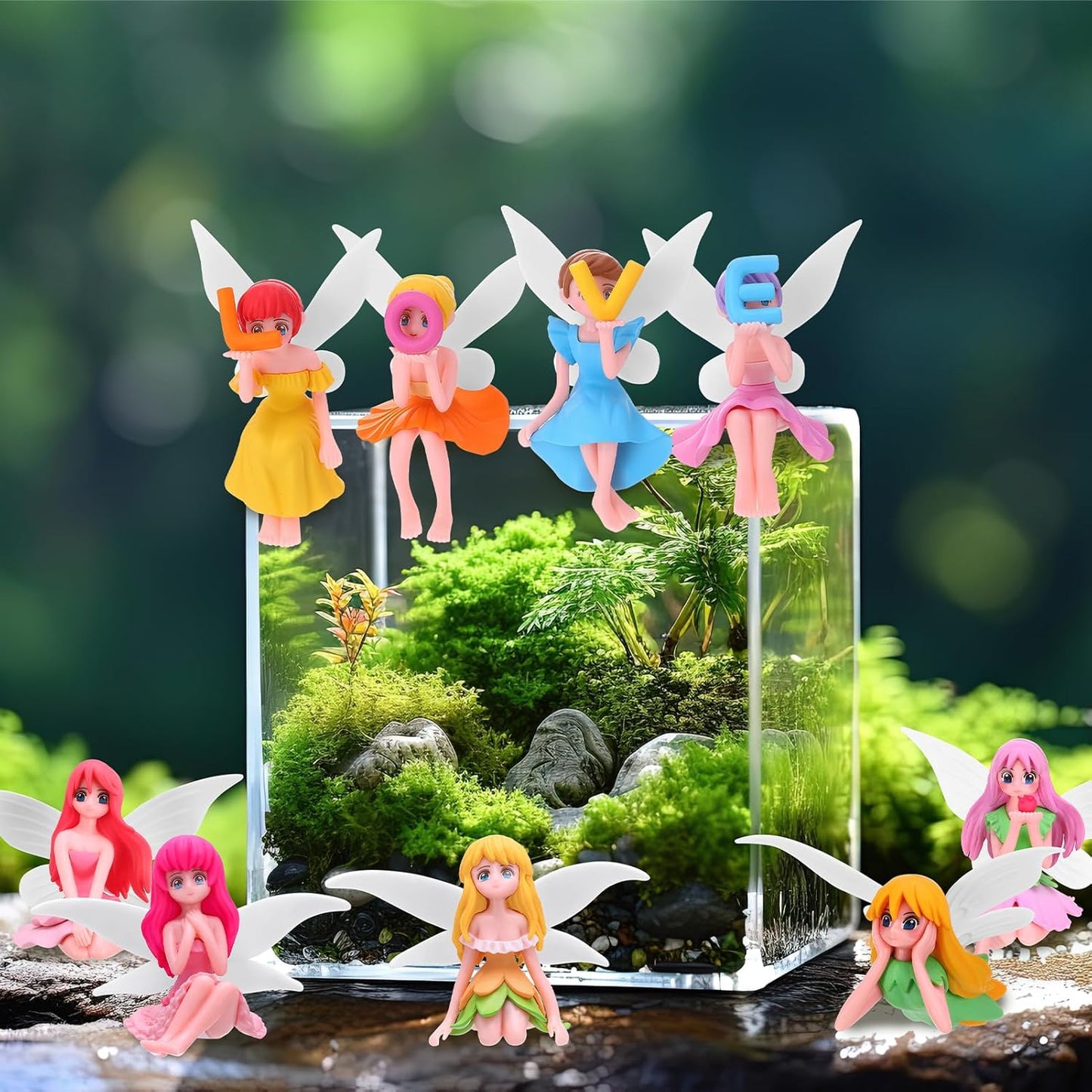 12 Pcs Miniature Fairy Figurines, Hand-Painted Small Flower Fairies with Wings for Garden Decor, Cake Topper & Landscapes-BloomoryGarden