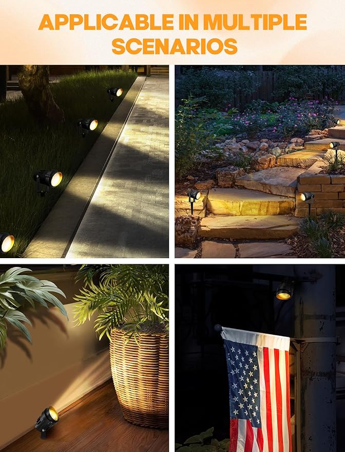 12W Landscape Lighting - Warm White Plug in Outdoor Landscape Light IP65 Waterproof 120V Lawn Flag Light Christmas Halloween Decorative Spotlight for Tree Outdoor Indoor Yard Garden, 2 Packs-BloomoryGarden
