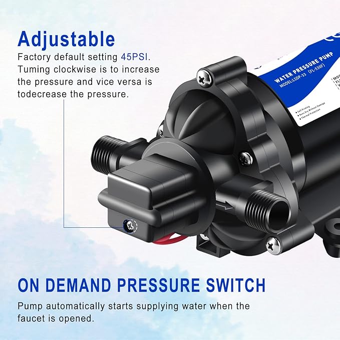 12 volt RV Water Pump Water Pressure Booster Pump for Garden Hose Self Priming Water Pump 50psi 4gpm On Demand Water Pump for Kitchen Bathroom, Garden, Marine, Boats and Irrgration-BloomoryGarden