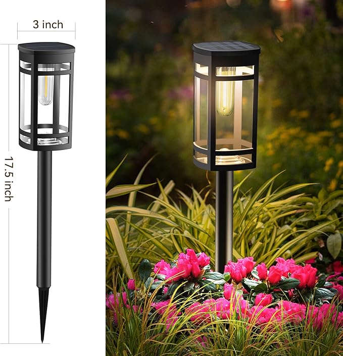 12 Pack Solar Lights Outdoor Waterproof for Garden Pathway Walkway Driveway Yard Lawn Decorative Landscape Lighting. (Warm White Light, 12)-BloomoryGarden