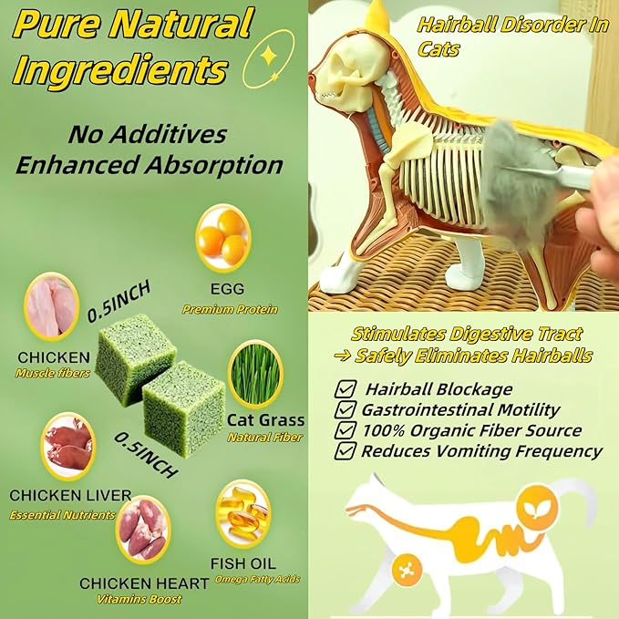 120g/4.23oz Cat Toy Cats Grass Treats, Fish Oil Kitten Grass Catnip Stick for Hairball Removal Teeth Cleaning Cats Edible Freeze Dried Kitty Lickable Chew Dental Snack for Indoor Kitty Food-BloomoryGarden