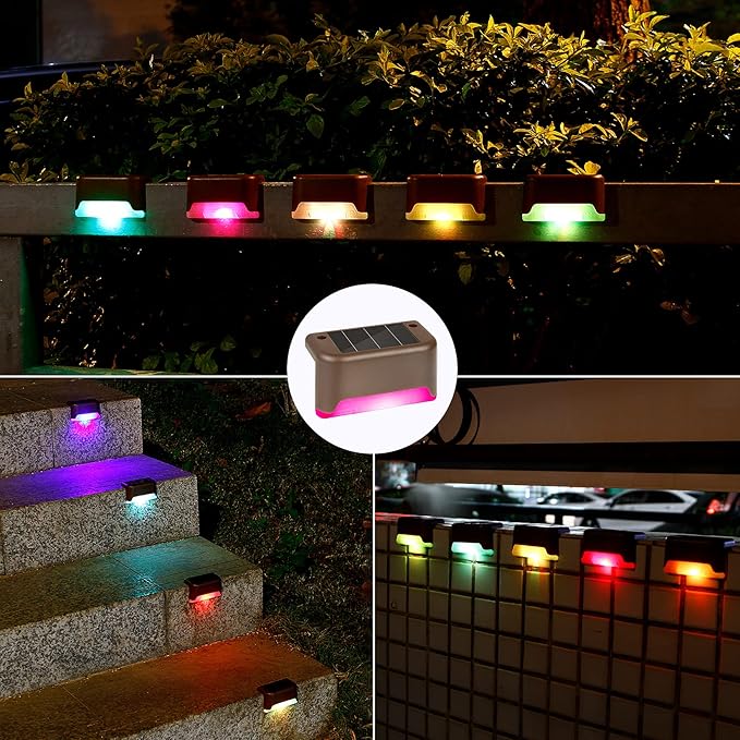 16 Pack Solar Deck Lights Outdoor, Solar Step Lights LED Waterproof Outdoor Lights Patio Decor for Stair Patio Yard Path and Garden, Color Changing-BloomoryGarden