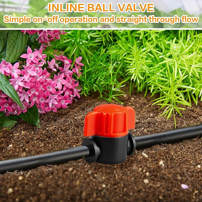 1/4" Drip Irrigation Valve:25 Pack Drip Irrigation Shut Off Switch Valve Fits 1/4 Inch Drip Irrigation Tubing Drip Line Cut Off Valve for Garden Lawn Irrigation System