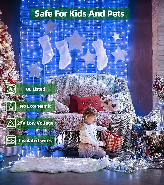 1500 LED 492ft Outdoor Christmas Lights Decorations, Green Wire LED String Lights with Timer Memory, Twinkle Lighs for Indoor Outdoor Party, Tree Wedding, Garden, Patio (Blue)-BloomoryGarden