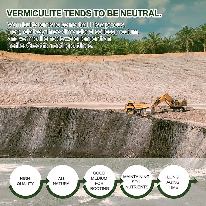 10QT Horticultural Vermiculite Bulk, Organic Vermiculite for Plants, Course Grade Vermiculite for Gardening, for houseplants, for Mushrooms, to Maintain Soil Moisture and Plant Growth(5-8mm)-BloomoryGarden