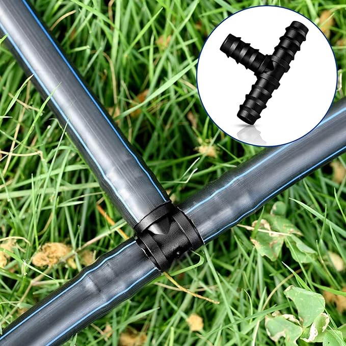 Maitys Irrigation Fittings Kit for Tubing 32 Piece Set, 8 Tees, 8 Couplings, 8 Elbows and 8 End Cap Plugs Barbed Connectors for Drip Sprinkler Systems, Garden, Patio, Lawn or Flower Bed (1/2 Inch)-BloomoryGarden