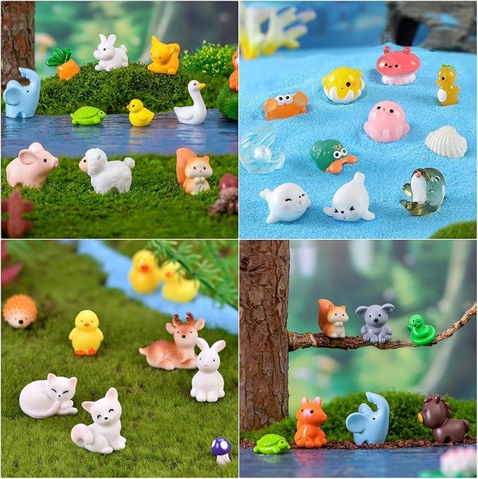 150 Pieces Mini Resin Animals Mini Resin Figures Tiny Resin Animals Model Set for DIY Miniature Garden Decor, Dollhouse Ornament,Succulents Plants Ornaments, Animals Party Favors-BloomoryGarden