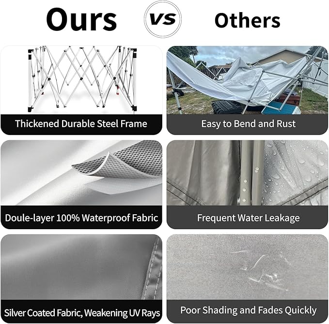10x10 Pop Up Canopy, 300D Silver Coated Black Fabric Outdoor Gazebo, Beach Tent Slant Legs with Storage Bag,Easy Up Sun Shade Shelter Tents with 8x8 Top Cover for Patio,Party-BloomoryGarden