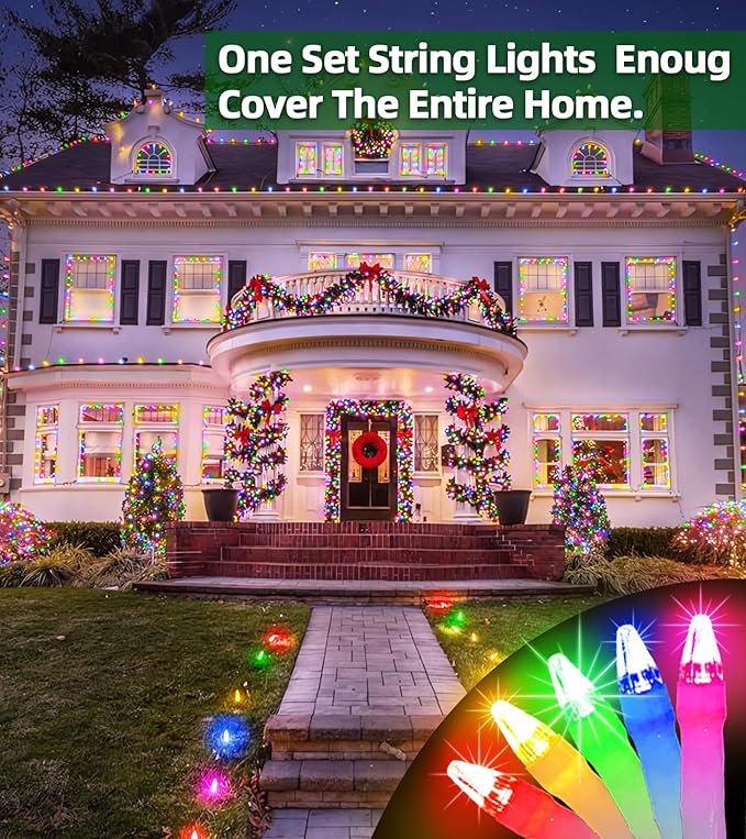 1500 LED Chrstmas String Lights, 492FT Super Long Christmas Lights with 8 Modes, Christmas Tree Lights with Timer Memory for Indoor Outdoor Tree Fence Garden Xmas Wedding Party Decor Multicolor-BloomoryGarden