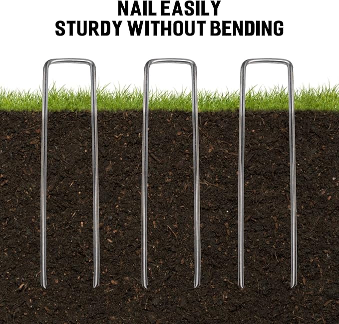 120 Pack Landscape Staples - 6 Inch Garden Stakes with Metal Yard Pins Lawn Ground Stakes Tent Stakes and Landscaping Stakes for Anchoring Sod Landscape Fabric and Irrigation Tubing-BloomoryGarden