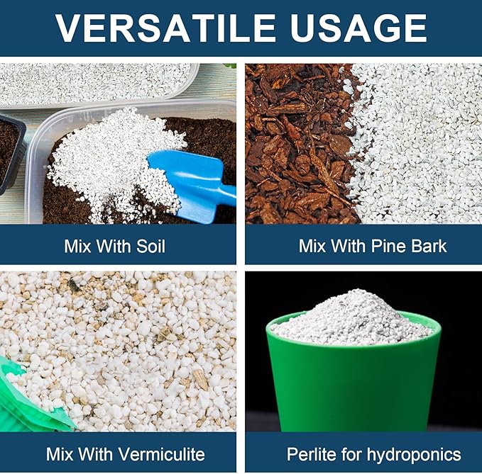 Horticultural Perlite for Plants 1qt, Chunky Perlite Bulk for Gardening, Soil Amendments to Improve Soil Aeration & Dranage for Houseplant