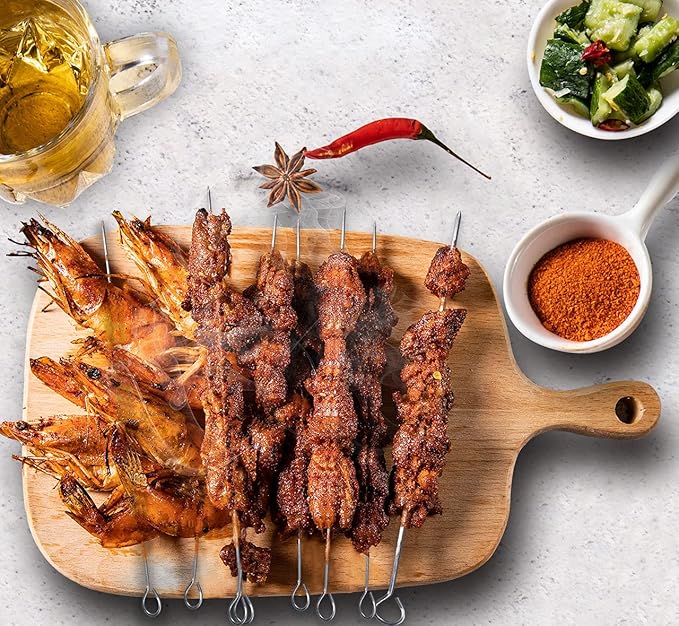 12 inch Barbecue Skewers Metal BBQ Sticks,12Pack Stainless Steel Square Skewer,Kebob,kabob Sets for Grill Outings Cooking (BBQ Skewers Square 12inch-12p)-BloomoryGarden