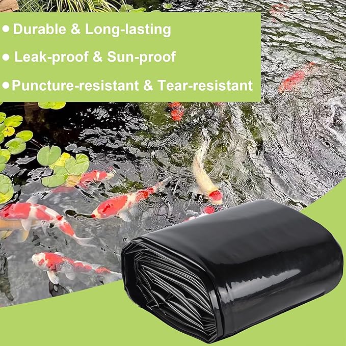 16 x 16 FT Pond Liner, 20 Mil Fish Pond HDPE Liner, Pond Liners for Outdoor Ponds, Koi Ponds, Garden Fountain, Waterfall-BloomoryGarden