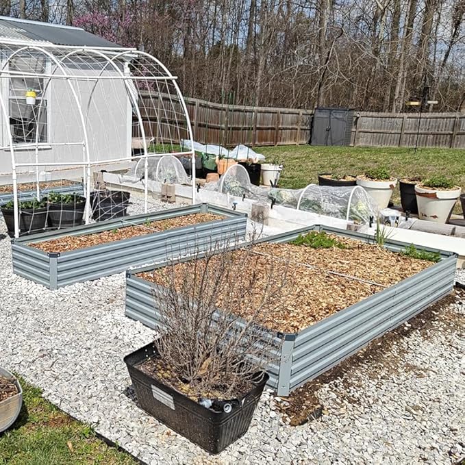 12x2x1.5ft Galvanized Raised Garden Bed,Outdoor Planter Box Metal Patio Kit Planting Bed for Vegetables Flowers Herb,Grey-BloomoryGarden