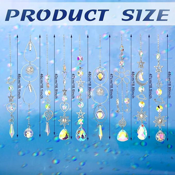 Maitys 9 Pcs 6 Pcs Crystal Suncatcher Sun Catchers Indoor Window Hanging Sun Catchers with Light Catcher with Prisms and Agate Slices for Indoor Outdoor Home Garden Wedding Decor (Elegant)-BloomoryGarden
