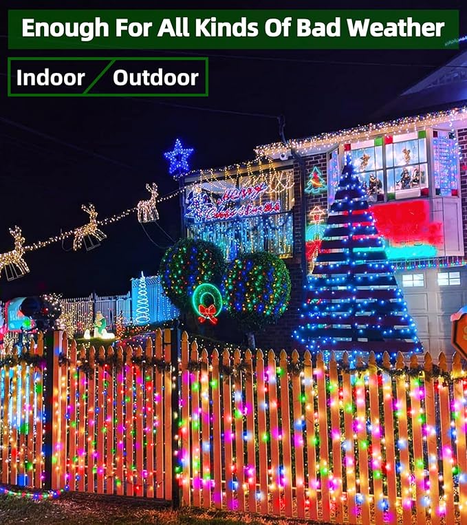 1500 LED Chrstmas String Lights, 492FT Super Long Christmas Lights with 8 Modes, Christmas Tree Lights with Timer Memory for Indoor Outdoor Tree Fence Garden Xmas Wedding Party Decor Multicolor-BloomoryGarden