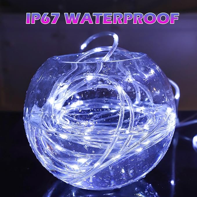 100FT Rope Lights Outdoor, Connectable Trampoline Lights 300LED String Lights Flexible Clear Tube Light Waterproof Rope Light 8 Modes for Camping Yard Pool Canopy Deck Home Outdoor Indoor Decor-BloomoryGarden