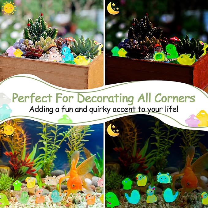 126PCS Mini Resin Ducks Animals Luminous Tiny Duck Animals Bulk Figures to Hide Glow in The Dark for Miniature Fairy Garden Accessories Micro Landscape Aquarium Potted Ornament Outdoor Decor-BloomoryGarden